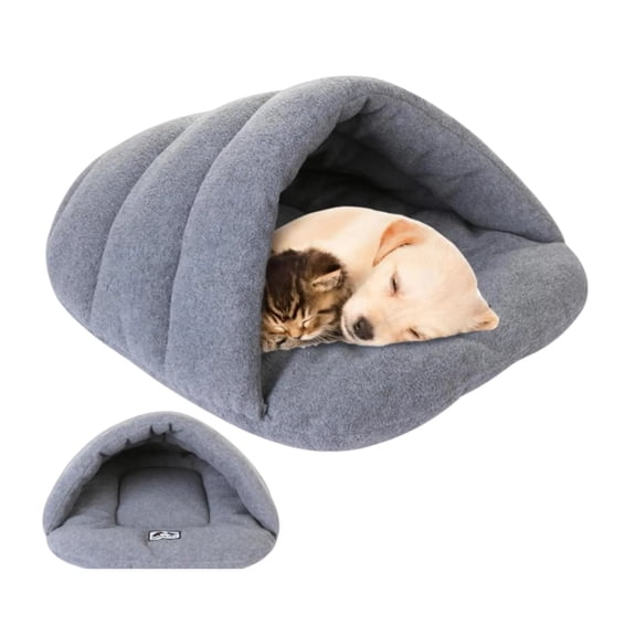 Pet Dog Cat Bed Warm Kennel Nest Pad Dog Blanket Mat Snuggly Sleep Mat Sleeping Bag Cotton-Padded Cushion for Puppy Cat Kitten Size S (Grey)