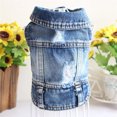 thumbnail image 1 of Pet Dog Cat Blue Denim Jeans Jacket Coat Vest, 1 of 10
