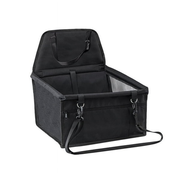 Pet Dog Cat Car Seat Booster for Small & Medium Pets, Portable Breathable Foldable Pet Carrier Seat Safety Anti-Collapse for Travel with Seat Belt, Black