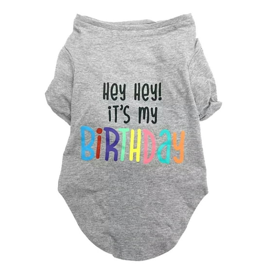Pet Dog Cat Clothes Hey It's My Birthday Screen Print T-Shirt Woof (Medium)