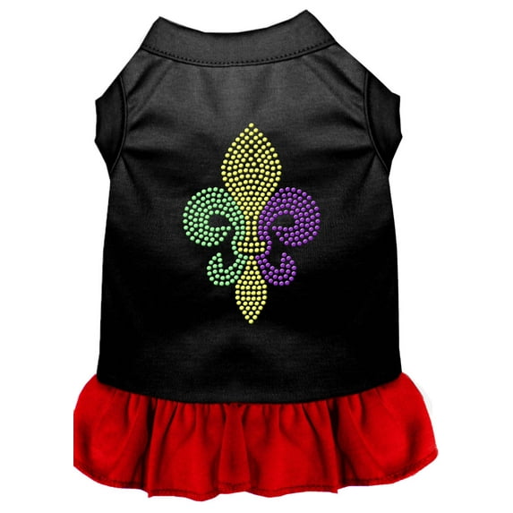 Pet Dog Cat Dress Rhinestone, "Mardi Gras Fleur De Lis"