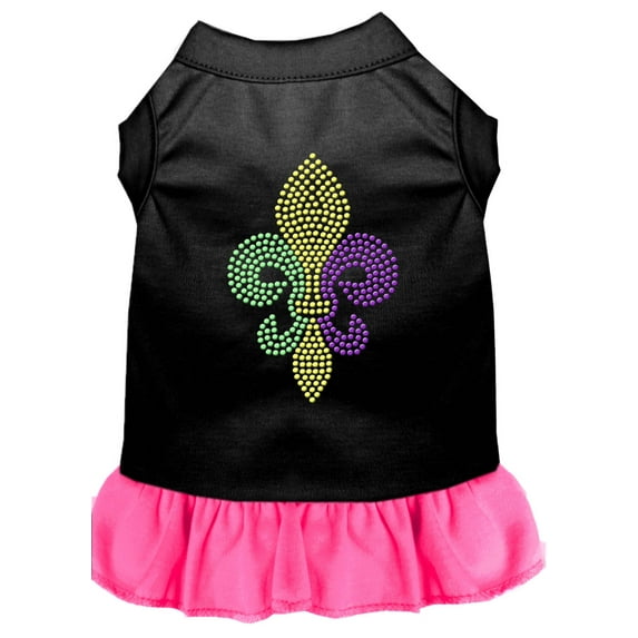 Pet Dog Cat Dress Rhinestone, "Mardi Gras Fleur De Lis"