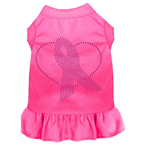 Pet Dog Cat Dress Rhinestone, "Pink Ribbon"