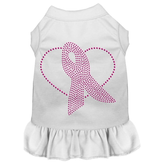 Pet Dog Cat Dress Rhinestone, "Pink Ribbon"