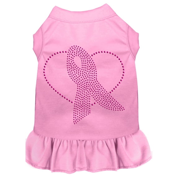 Pet Dog Cat Dress Rhinestone, "Pink Ribbon"