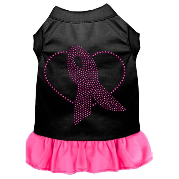 Pet Dog Cat Dress Rhinestone, "Pink Ribbon"