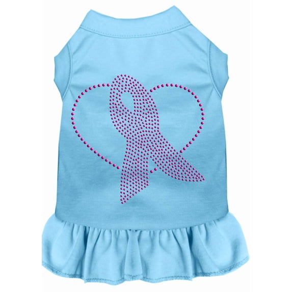 Pet Dog Cat Dress Rhinestone, "Pink Ribbon"