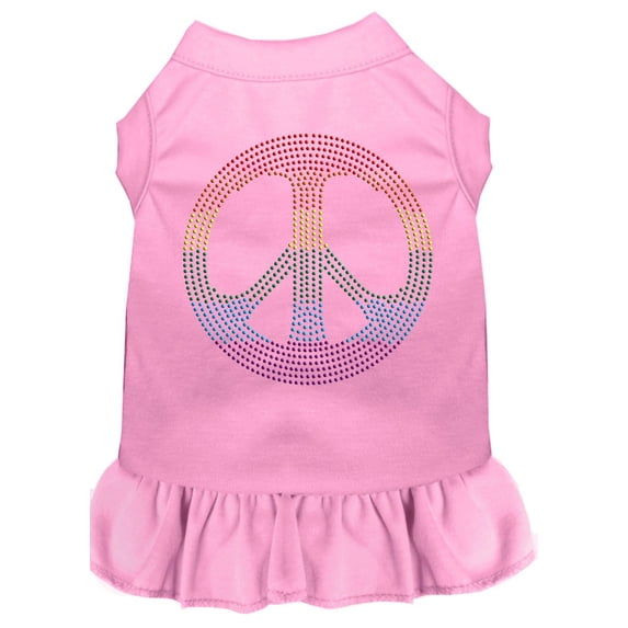 Pet Dog Cat Dress Rhinestone, "Rainbow Peace"
