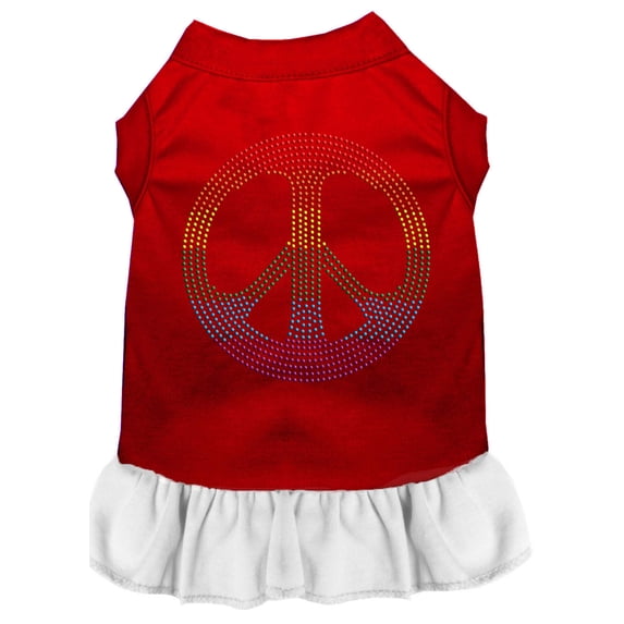 Pet Dog Cat Dress Rhinestone, "Rainbow Peace"