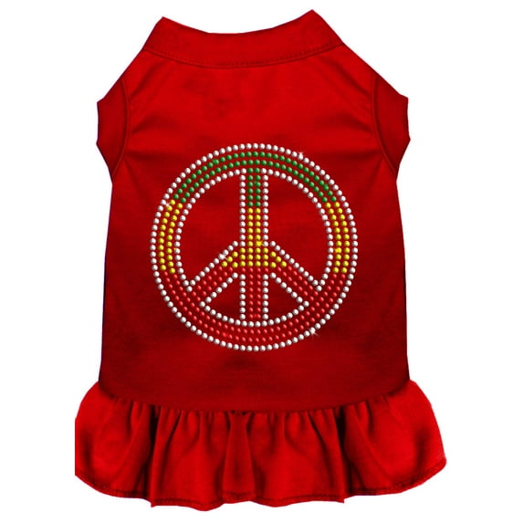 Pet Dog Cat Dress Rhinestone, "Rasta Peace"
