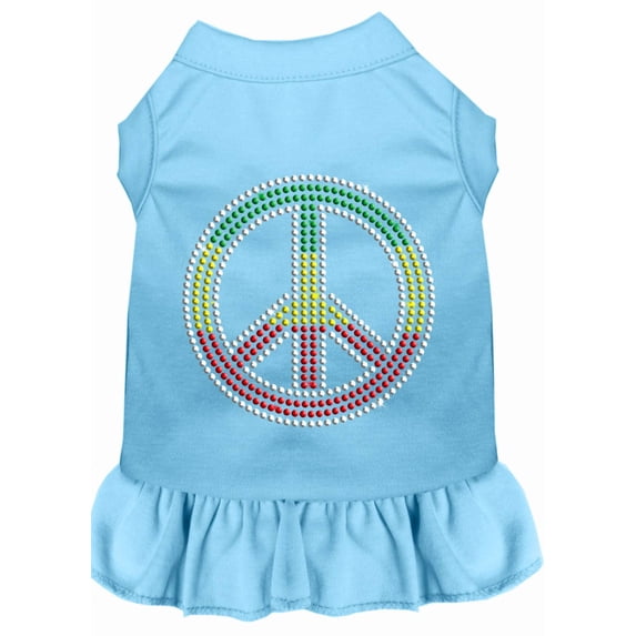 Pet Dog Cat Dress Rhinestone, "Rasta Peace"