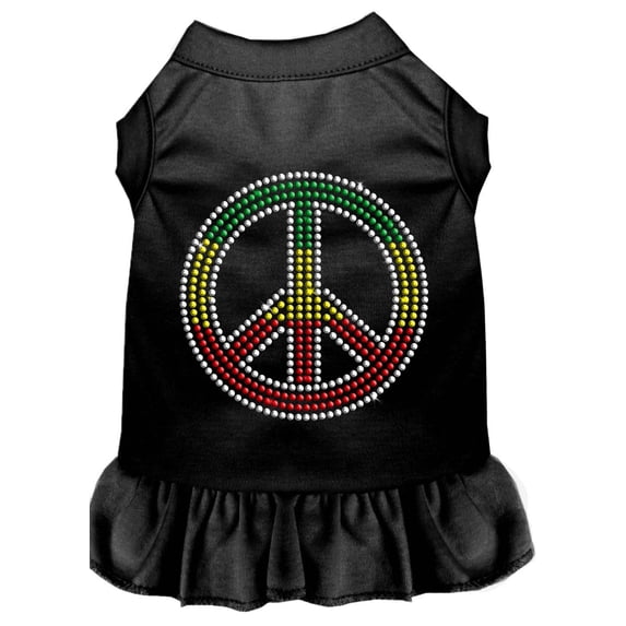 Pet Dog Cat Dress Rhinestone, "Rasta Peace"