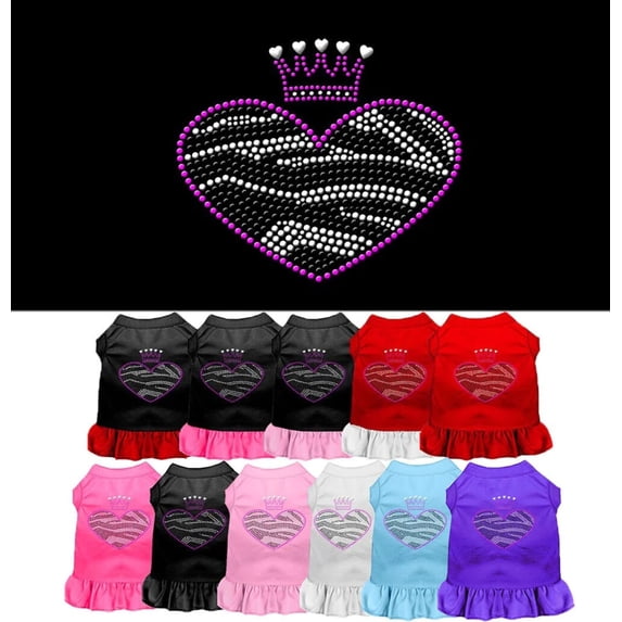 Pet Dog Cat Dress Rhinestone, "Zebra Heart"