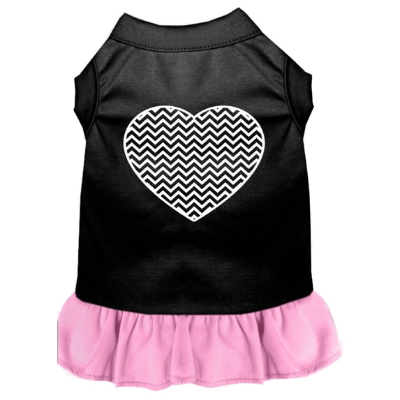 Pet Dog Cat Dress Screen Printed, "Chevron Heart"