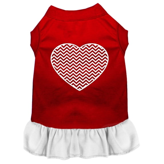 Pet Dog Cat Dress Screen Printed, "Chevron Heart"