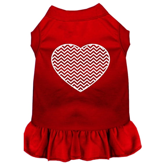 Pet Dog Cat Dress Screen Printed, "Chevron Heart"