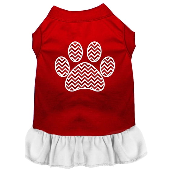 Pet Dog Cat Dress Screen Printed, "Chevron Paw"