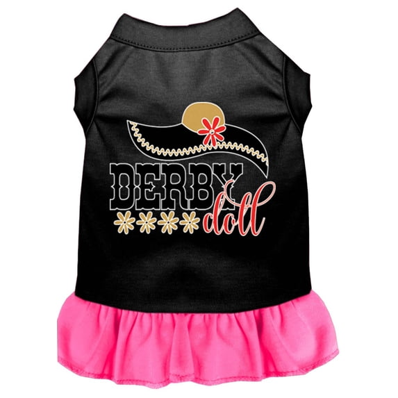 Pet Dog Cat Dress Screen Printed, "Derby Doll"