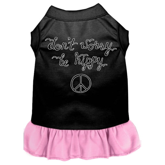 Pet Dog Cat Dress Screen Printed, "Don't Worry, Be Hippy"