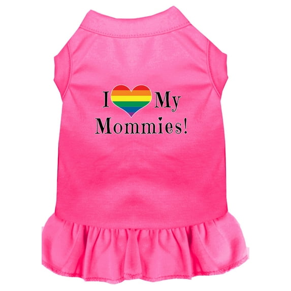 Pet Dog Cat Dress Screen Printed, "I Heart My Mommies"