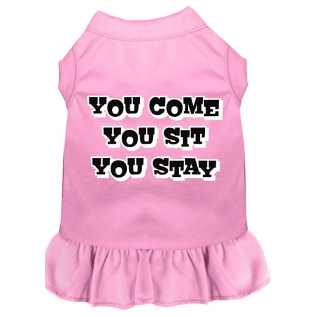 Pet Dog Cat Dress Screen Printed, "You Come, You Sit, You Stay"