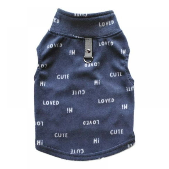 Pet Dog Cat Fleece Vest, Warm Comfortable Apparel With Turn-Down Collar Cute Letter Print And D Buckle Design, Suitable For Puppy And Small To Medium Dogs