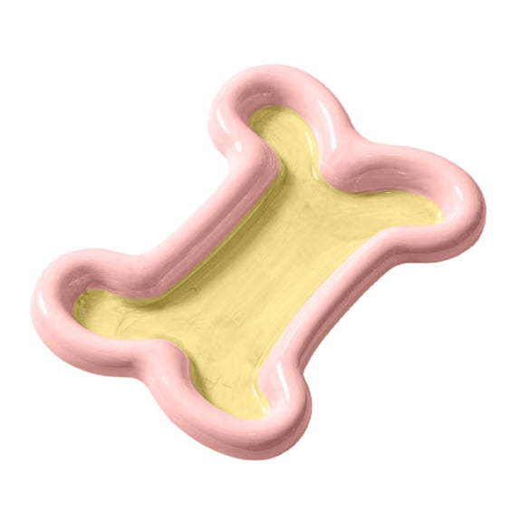 Pet Dog Cat Food Water Bowl Small Animal Food Feeder Bone-Shaped DesignpinkL