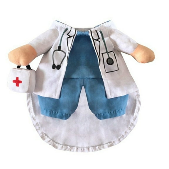 Pet Dog Cat Halloween Costume Doctor Costume Dog Jeans Clothes Cat Funny Apperal Outfit Uniform - XL