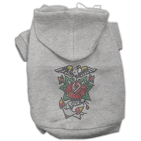 Pet, Dog Cat Hoodie Nailhead Rhinestone, "Eagle Rose"