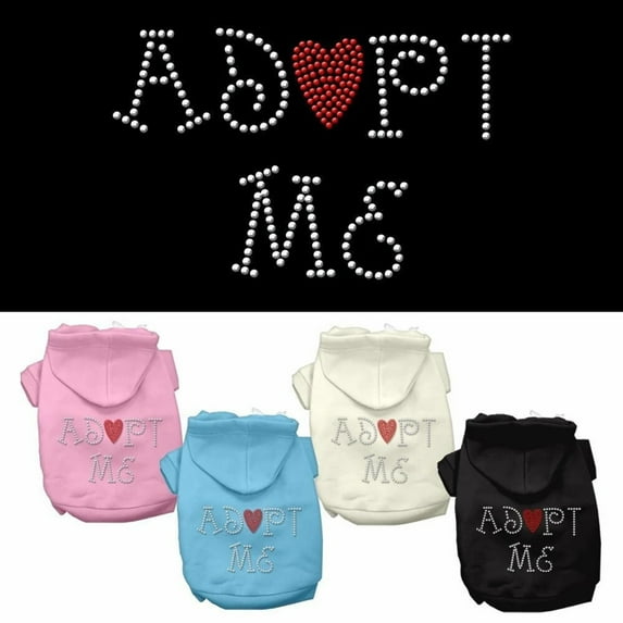 Pet, Dog Cat Hoodie Rhinestone, "Adopt Me"