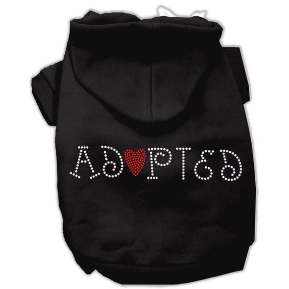 Pet, Dog Cat Hoodie Rhinestone, "Adopted"
