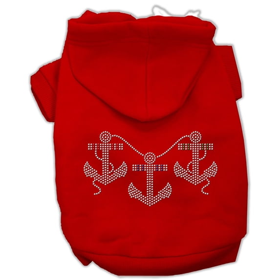 Pet Dog Cat Hoodie Rhinestone, "Anchors"