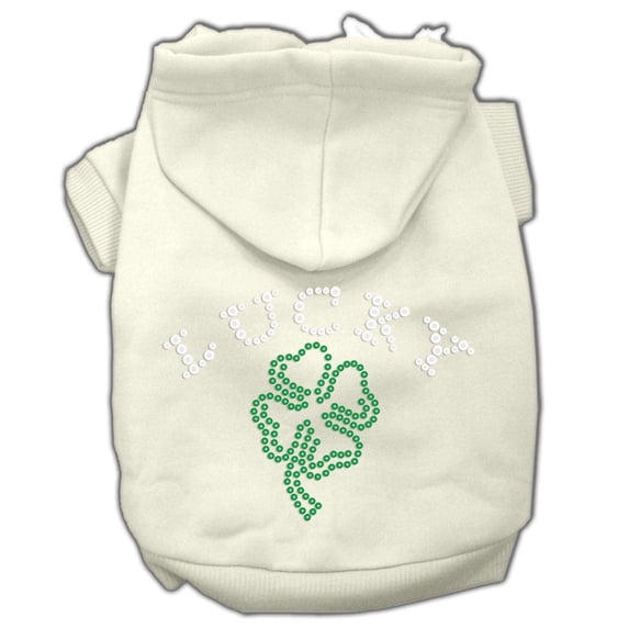 Pet, Dog Cat Hoodie Rhinestone, "Four Leaf Clover Outline"