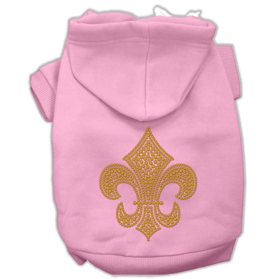 Pet, Dog Cat Hoodie Rhinestone, "Gold Fleur De Lis"