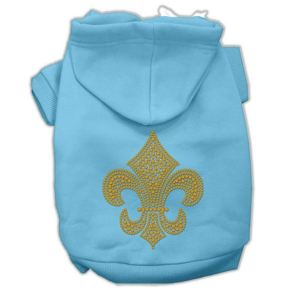 Pet, Dog Cat Hoodie Rhinestone, "Gold Fleur De Lis"
