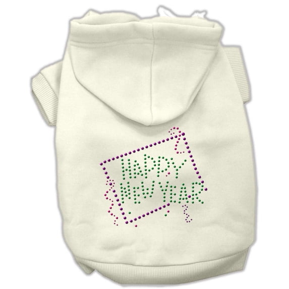 Pet, Dog Cat Hoodie Rhinestone, "Happy New Year"