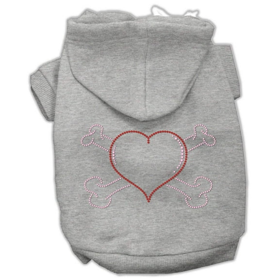 Pet, Dog Cat Hoodie Rhinestone, "Heart and Crossbones"