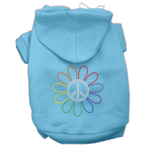 Pet, Dog Cat Hoodie Rhinestone, "Rainbow Flower Peace Sign"