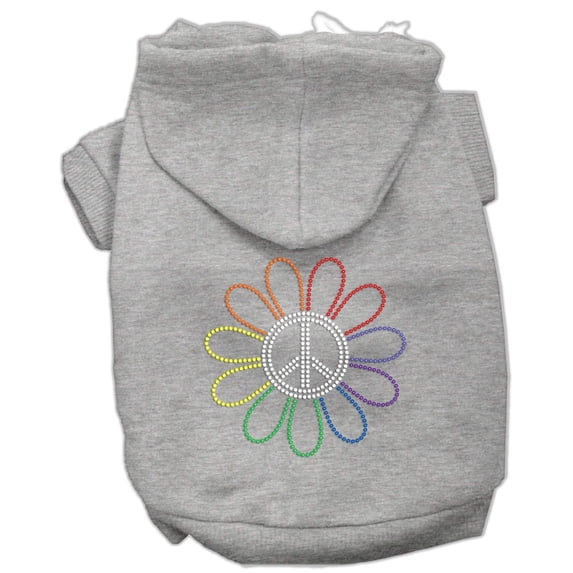 Pet, Dog Cat Hoodie Rhinestone, "Rainbow Flower Peace Sign"