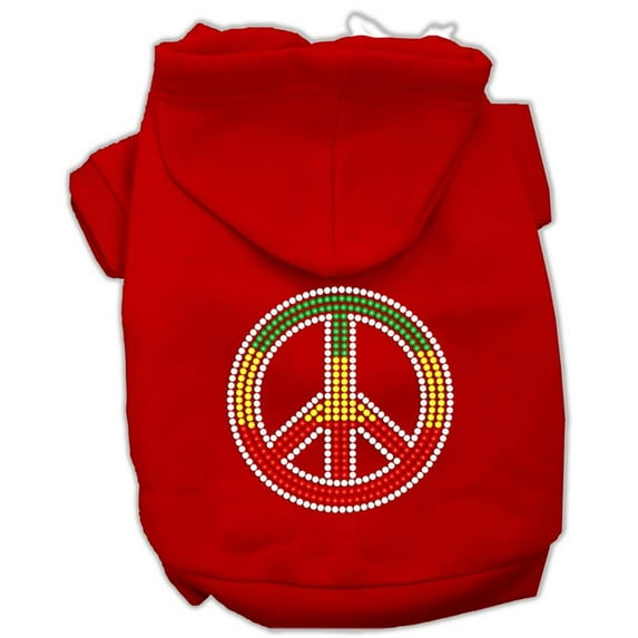 Pet, Dog Cat Hoodie Rhinestone, "Rasta Peace Sign"