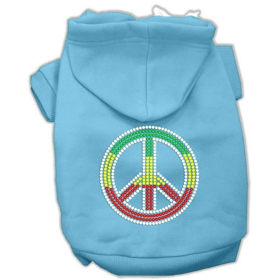 Pet, Dog Cat Hoodie Rhinestone, "Rasta Peace Sign"