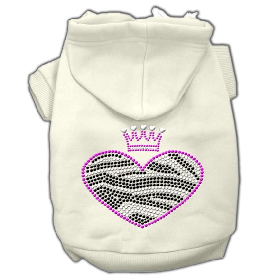 Pet, Dog Cat Hoodie Rhinestone, "Zebra Heart"