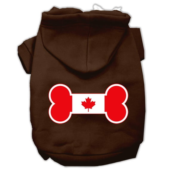 Pet, Dog Cat Hoodie Screen Printed, "Bone Shaped Canadian Flag"