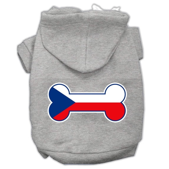 Pet, Dog Cat Hoodie Screen Printed, "Bone Shaped Czech Republic Flag"