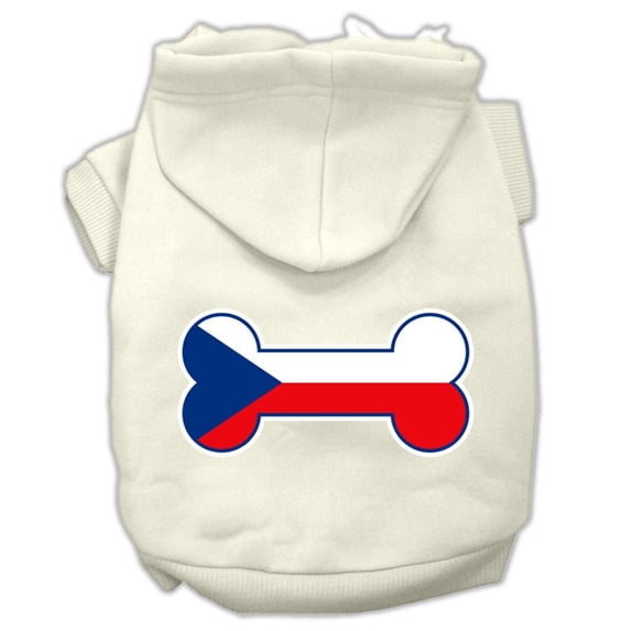 Pet, Dog Cat Hoodie Screen Printed, "Bone Shaped Czech Republic Flag"