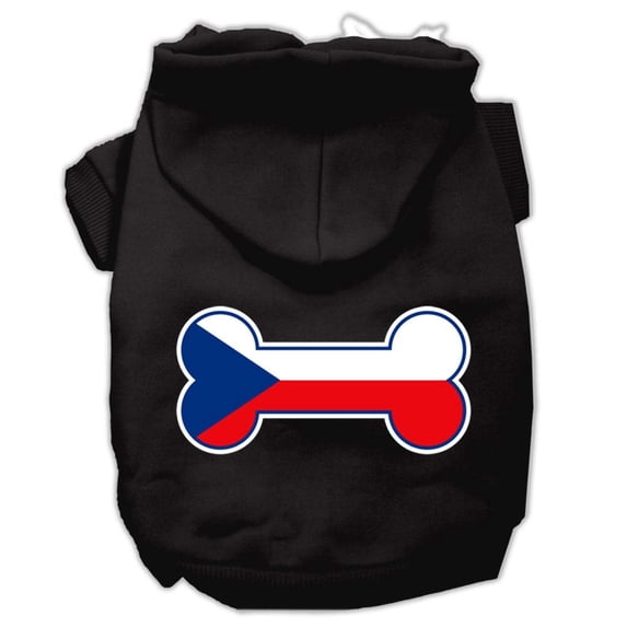 Pet, Dog Cat Hoodie Screen Printed, "Bone Shaped Czech Republic Flag"