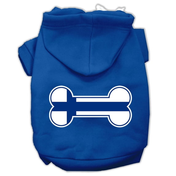 Pet, Dog Cat Hoodie Screen Printed, "Bone Shaped Finland Flag"