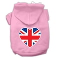 thumbnail image 1 of Pet Dog  Cat Hoodie Screen Printed, "British Flag Heart", 1 of 11