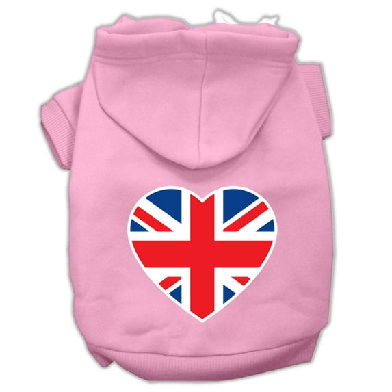 Pet Dog Cat Hoodie Screen Printed, "British Flag Heart"