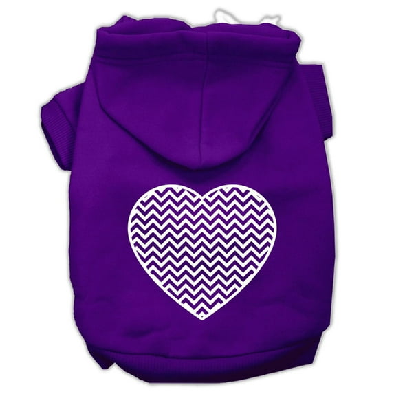 Pet Dog Cat Hoodie Screen Printed, "Chevron Heart"